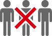 Three people with one person crossed out